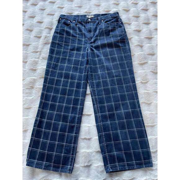 🔥NWOT Madewell Classic The Perfect Vintage Wide Leg Jean In Windowpane Checks - Picture 3 of 16